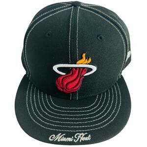 Miami Heat NBA New Era 59Fifty Black Fitted Hat Size 7.5 New With Tags MSRP 46